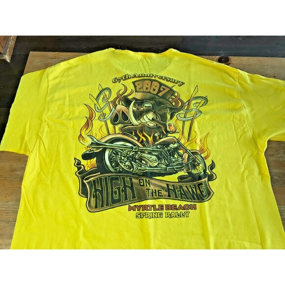 Myrtle Beach Spring Rally T-Shirt Motorcycle 2007 High On The Hawg Biker Harley - Picture 1 of 12